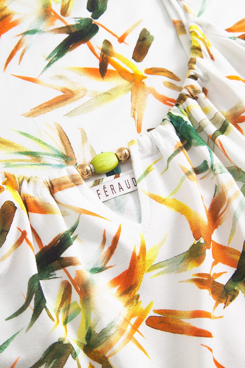 Detailbild 1 von Strandkleid Ärmellos im sommerlichen Blätter-Druck Viskose/Elasthan