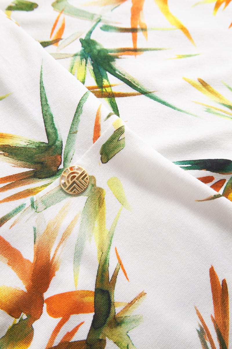 Detailbild 2 von Strandkleid Kurzarm im sommerlichen Blätter-Druck Viskose/Elasthan