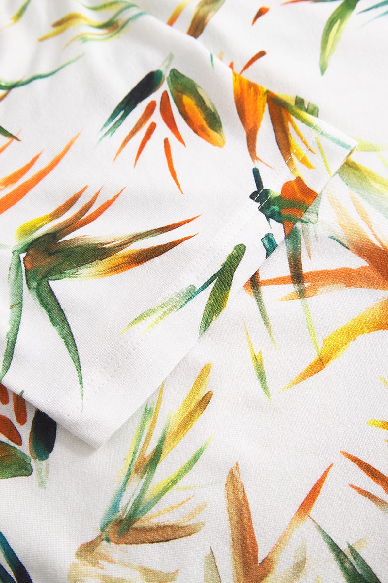 Detailbild 3 von Strandkleid Kurzarm im sommerlichen Blätter-Druck Viskose/Elasthan