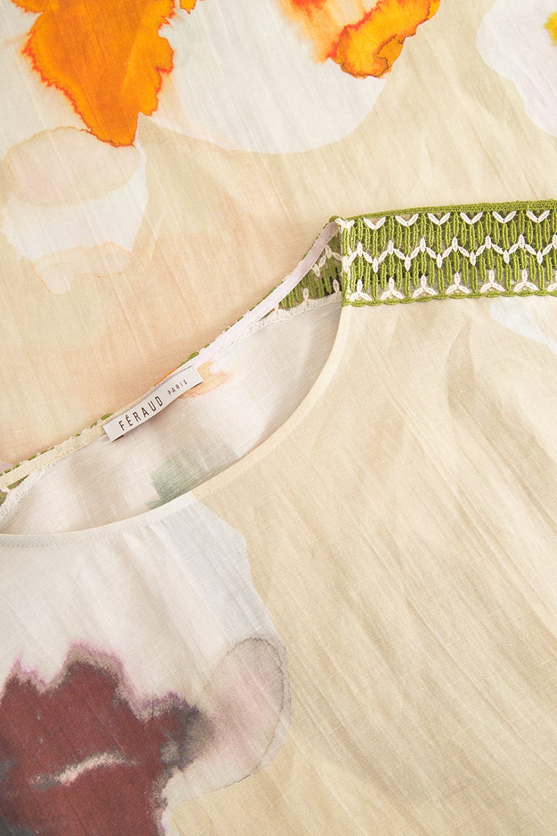 Detailbild 1 von Strandkleid im Blumen-Druck Wasserfarben Webware Viskose/Leinen