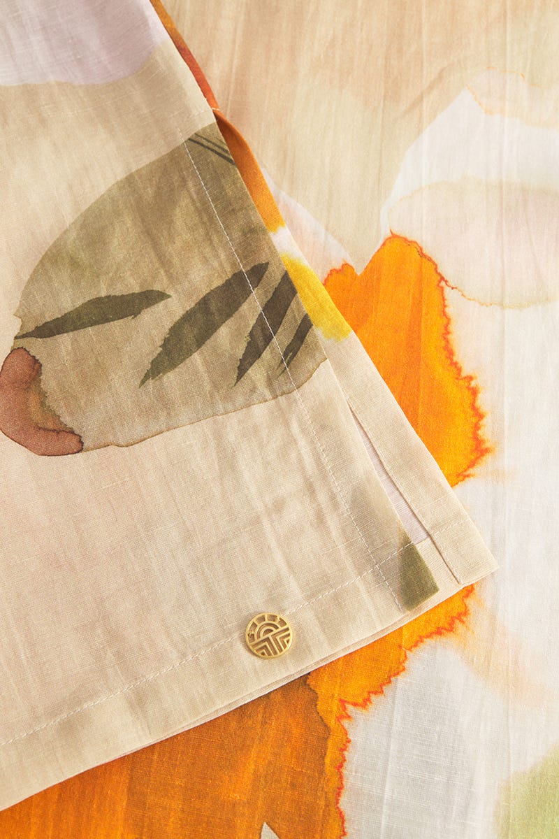 Detailbild 2 von Strandkleid im Blumen-Druck Wasserfarben Webware Viskose/Leinen