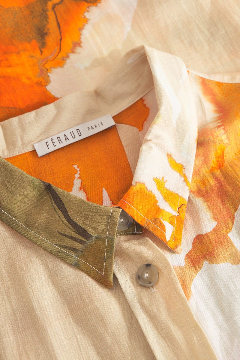 Detailbild 1 von Strandkleid im Blumen-Druck Wasserfarben Herrenhemdstil Webware Viskose/Leinen