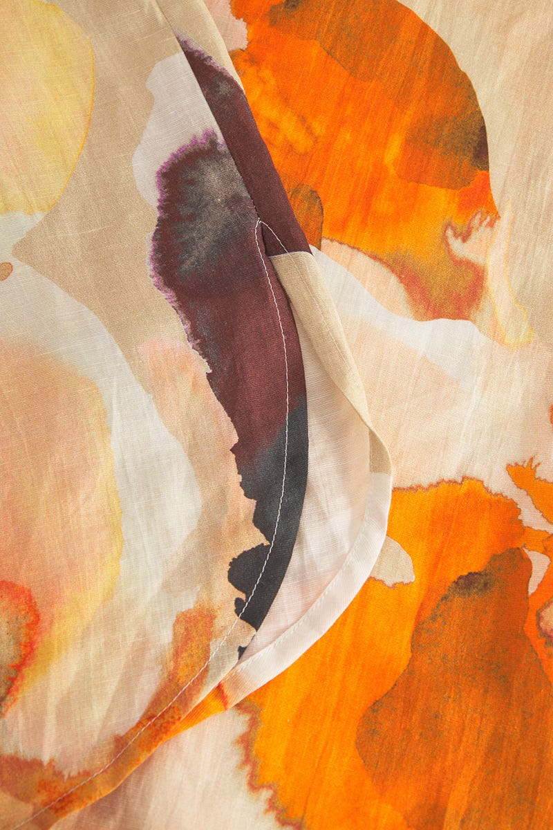 Detailbild 3 von Strandkleid im Blumen-Druck Wasserfarben Herrenhemdstil Webware Viskose/Leinen