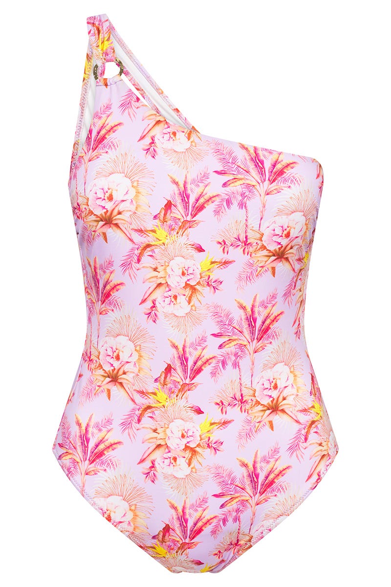 Hollowbild von Badeanzug im tropischen Palmen-Druck 