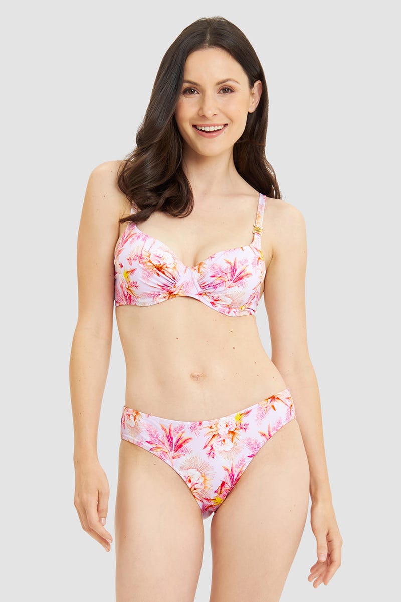 Frontalbild von Bikini im tropischen Palmen-Druck 