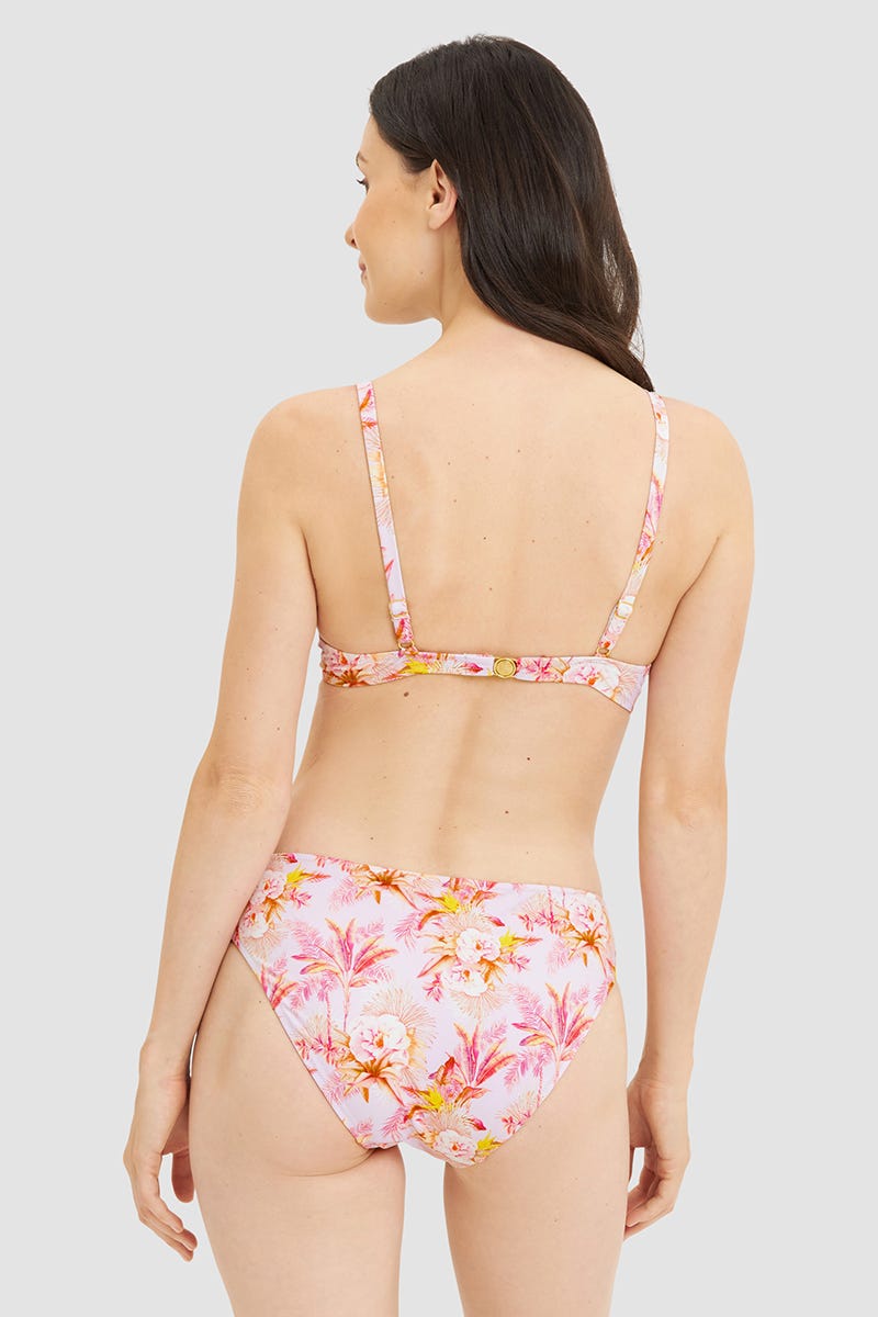 Rückansicht von Bikini im tropischen Palmen-Druck 