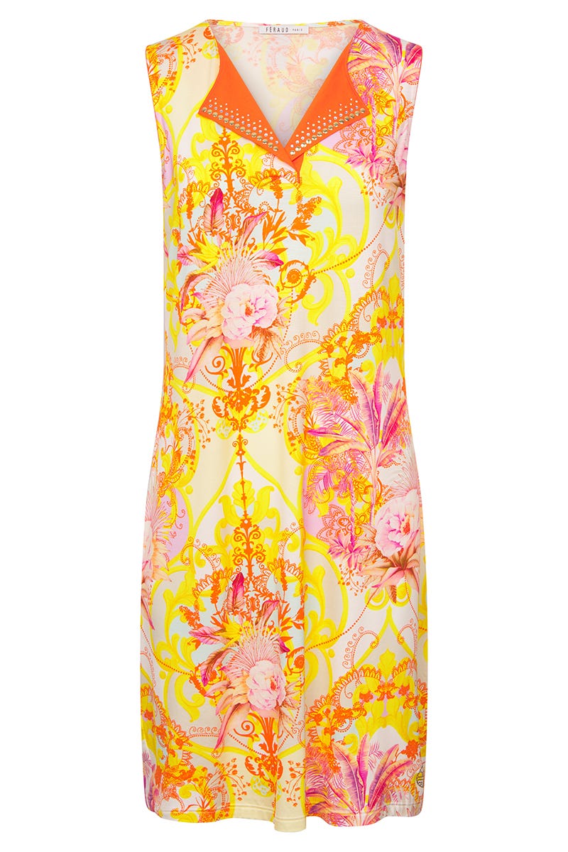 Hollowbild von Strandkleid Ärmellos im sommerlichen Blumen-Druck