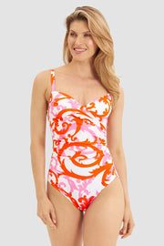 Frontalbild von Badeanzug im romantischen Ornament-Print