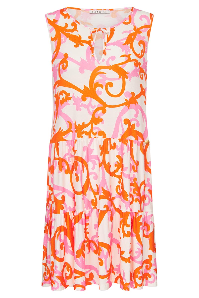 Hollowbild von Strandkleid Ärmellos im romantischen Ornament-Print Viskose/Elasthan