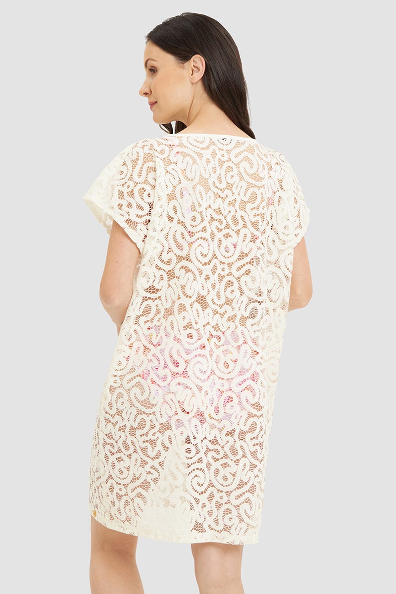 Rückansicht von Strandkleid aus romantischer Spitze 100% Polyester