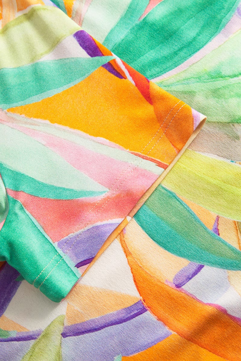 Detailbild 3 von Strandkleid Kurzarm im farbenfrohen Palmen-Druck Viskose/Elasthan