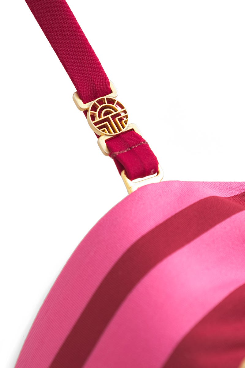 Detailbild 3 von Bikini im farbenfrohen Streifenprint aus Glanzware