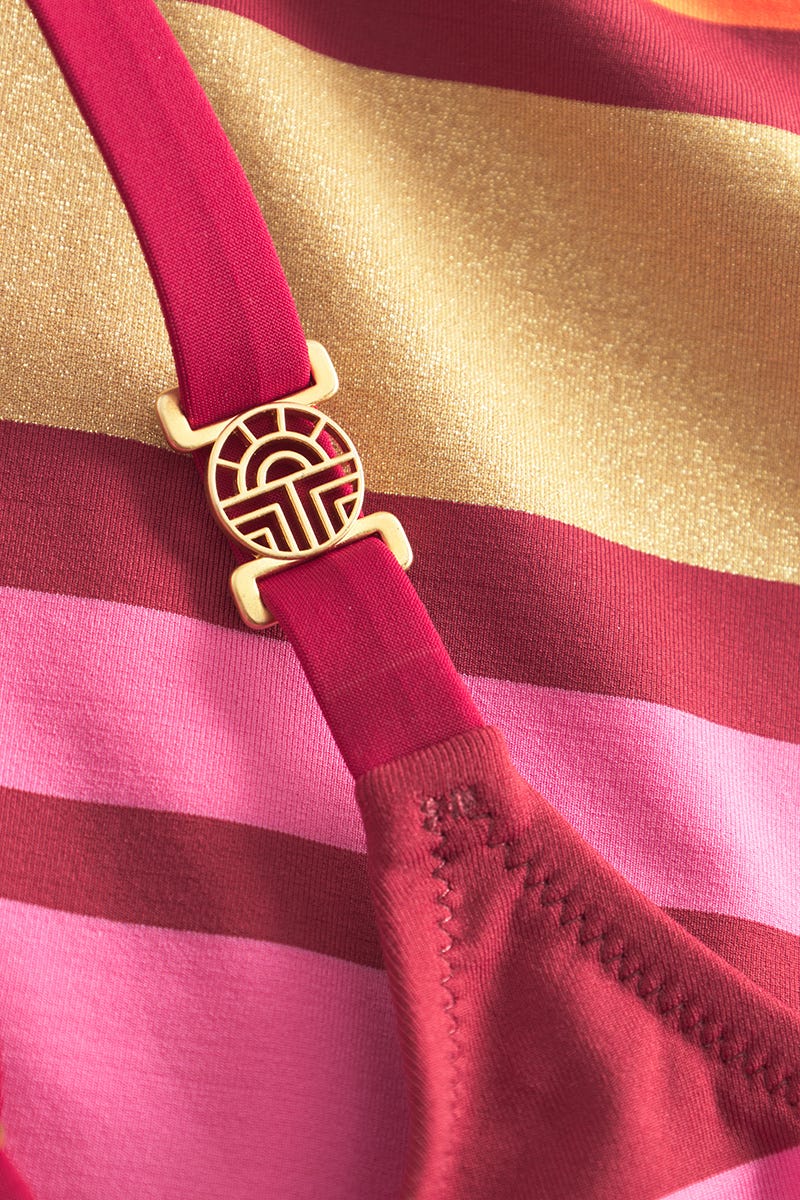 Detailbild 1 von Badeanzug im farbenfrohen Streifenprint aus Glanzware