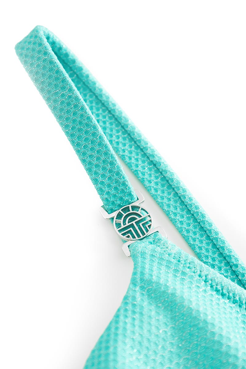 Detailbild 3 von Bikini aus Strukturware Türkis mit Glanznähten