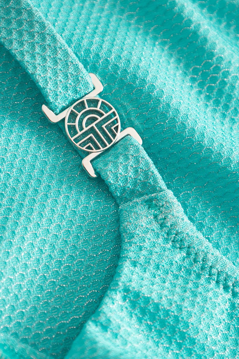 Detailbild 2 von Badeanzug aus Strukturware Türkis mit Glanznähten