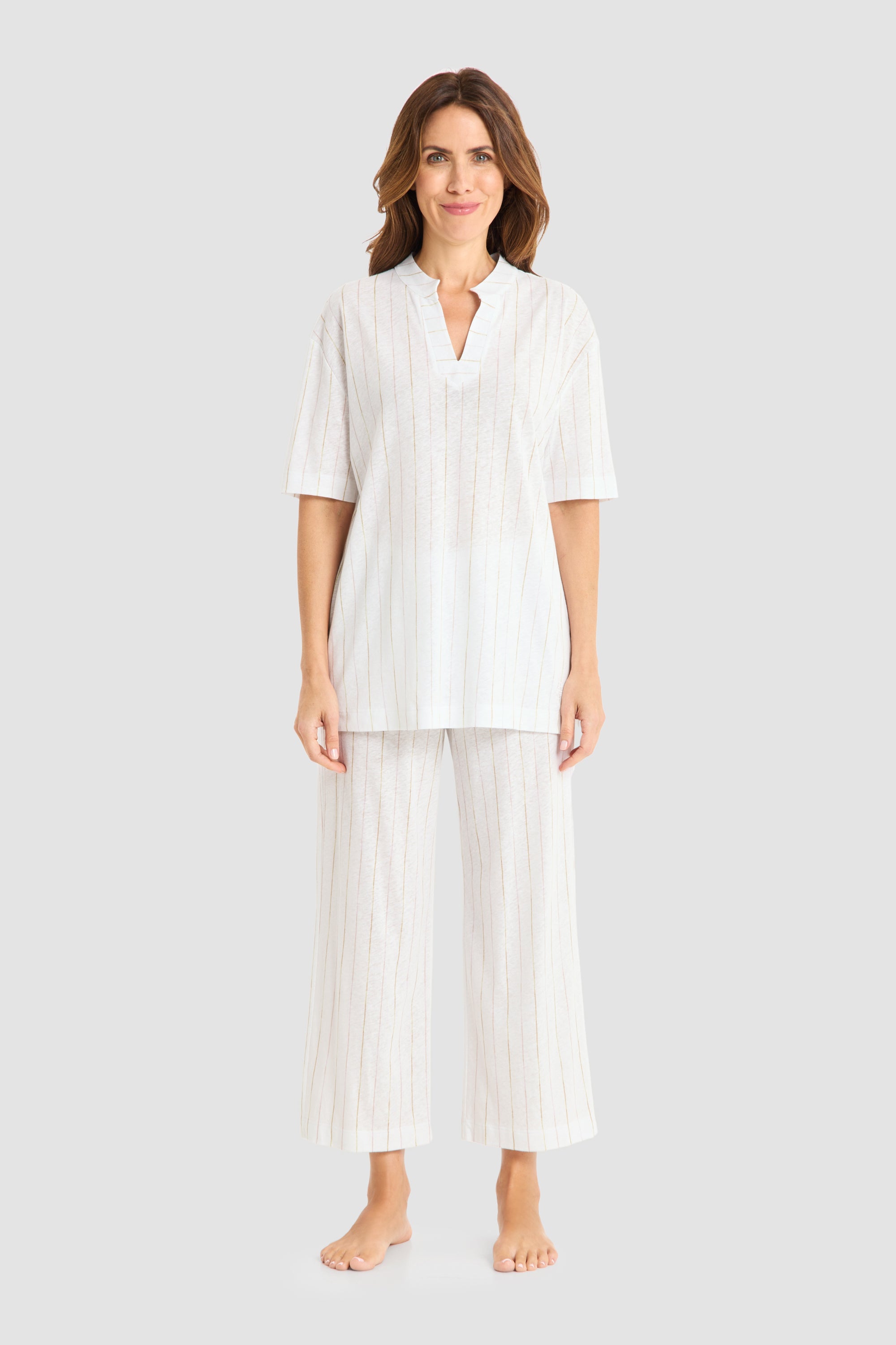 Frontalbild von Féraud 7/8-Pyjama, Kurzarm