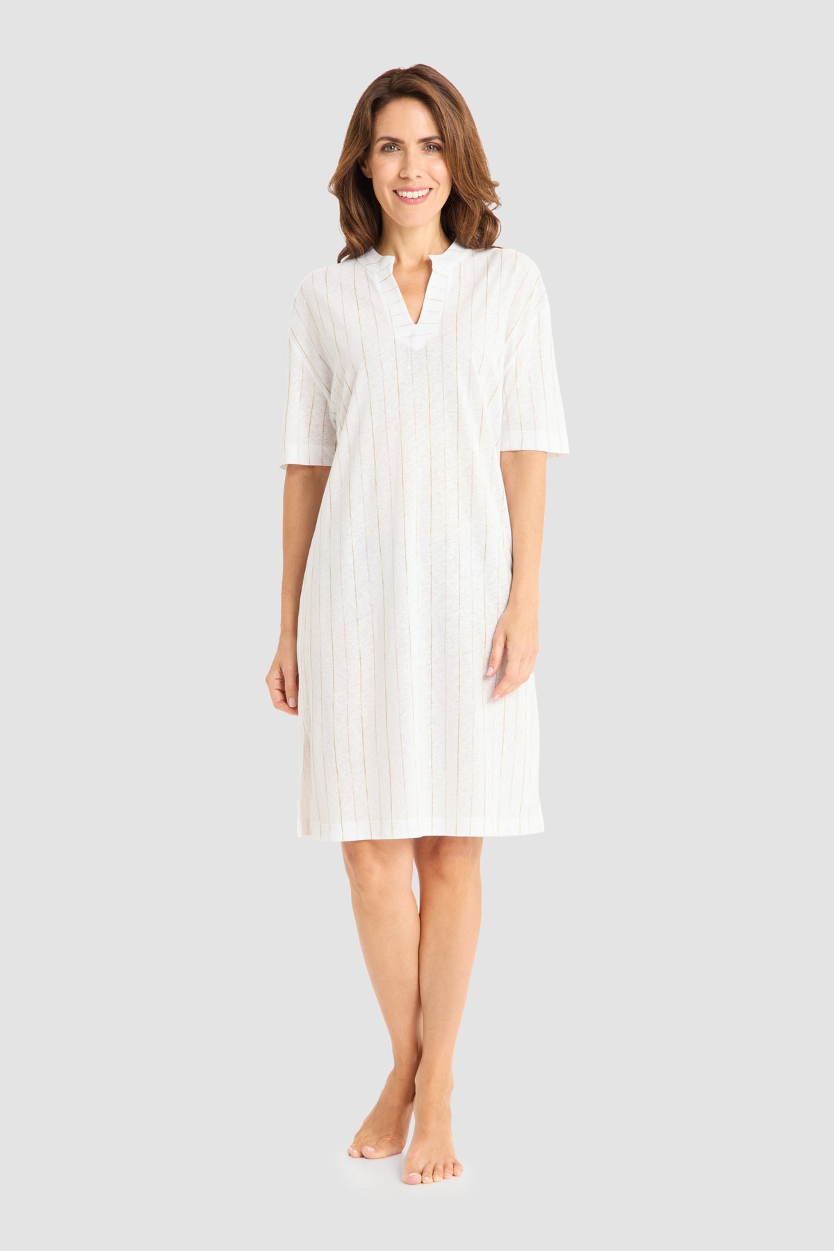 Féraud Nachthemd kurz mit Nadelstreifen und Leinen – Rösch Fashion Onlineshop