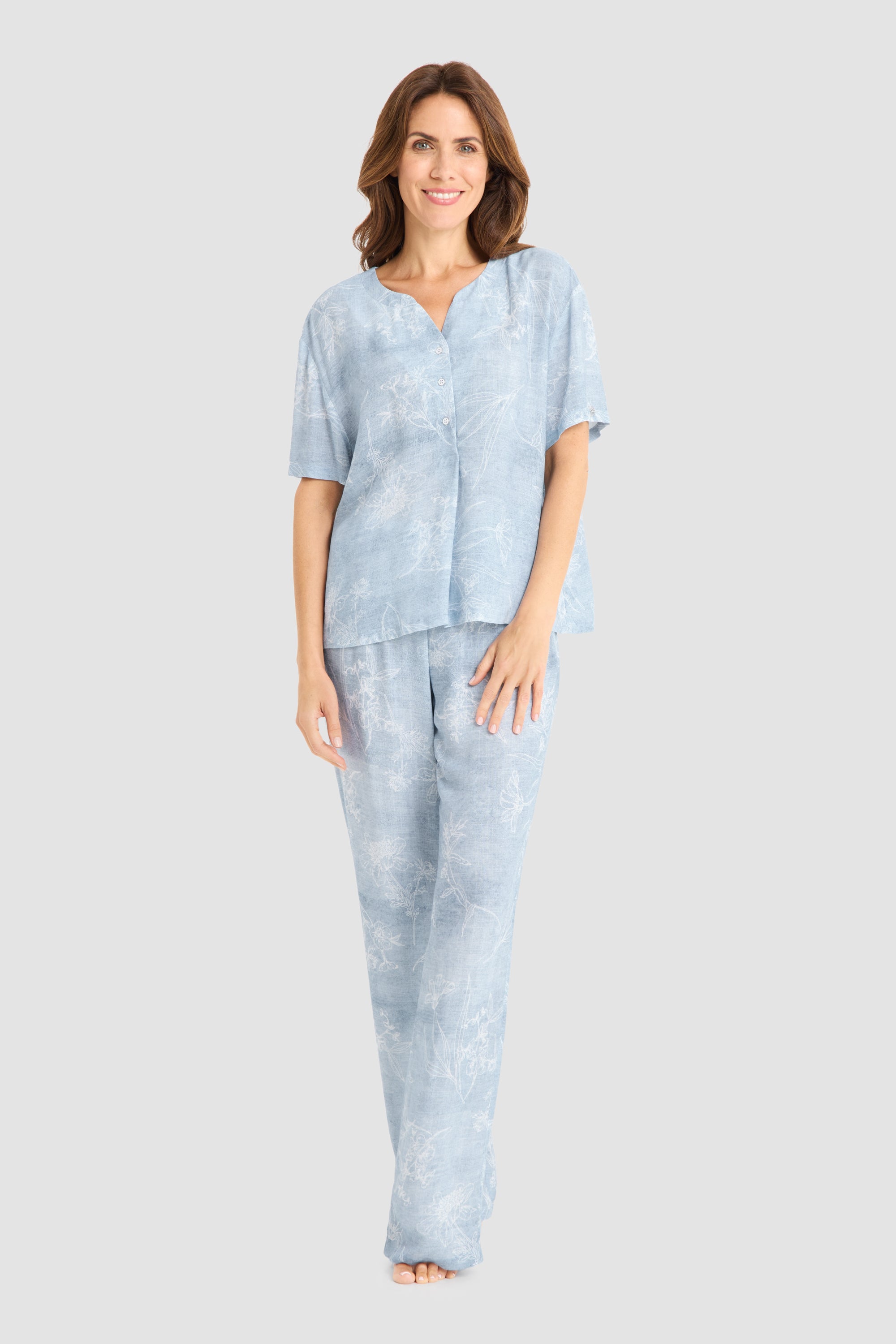 Frontalbild von Féraud Pyjama Lang, Kurzarm