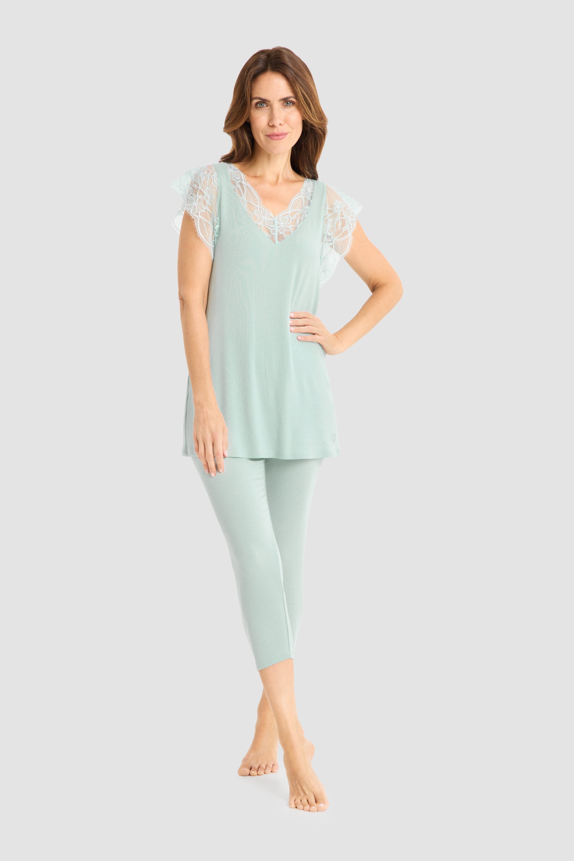 Frontalbild von Féraud 7/8-Pyjama, Kurzarm