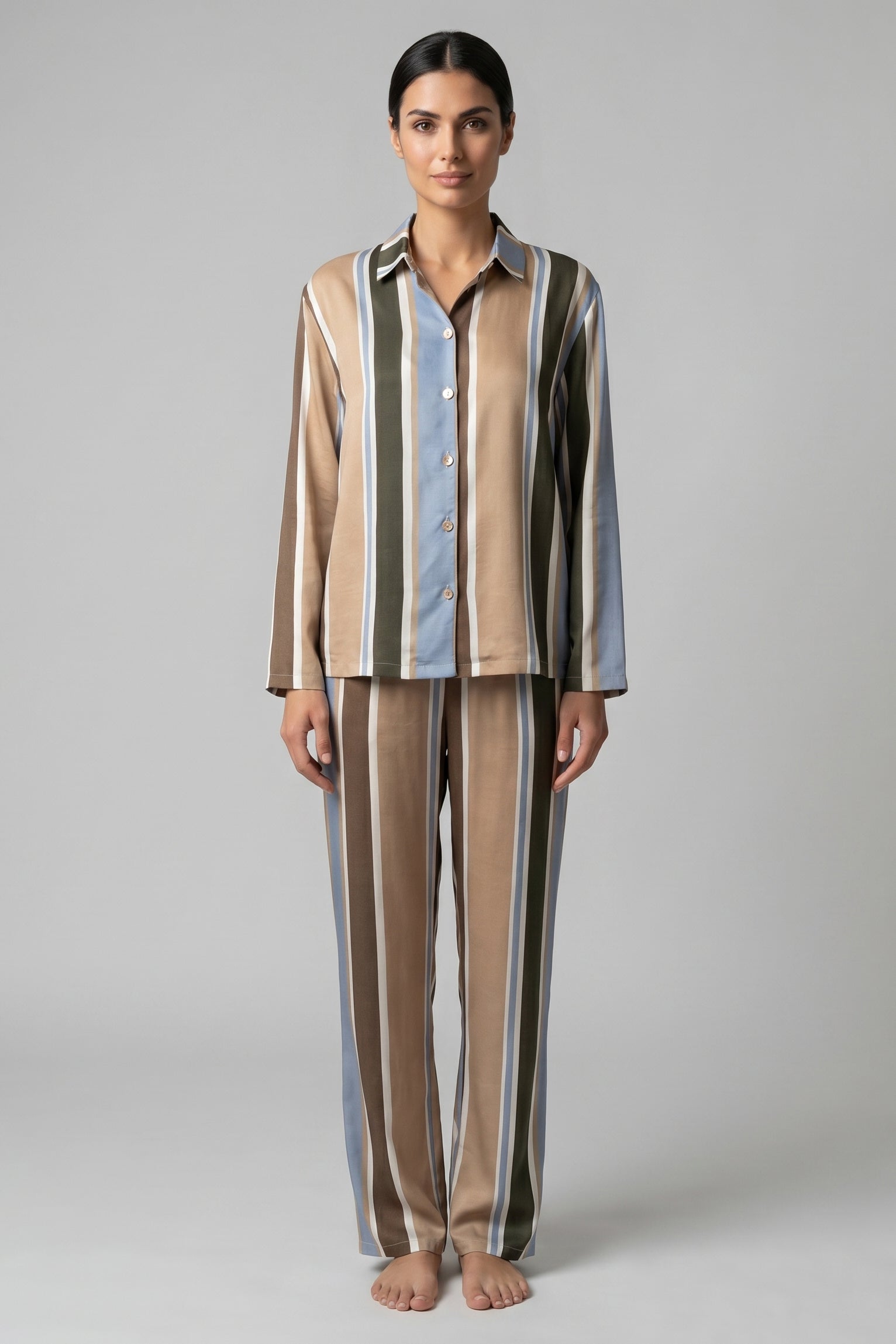 Frontalbild von Féraud Pyjama Lang, Langarm