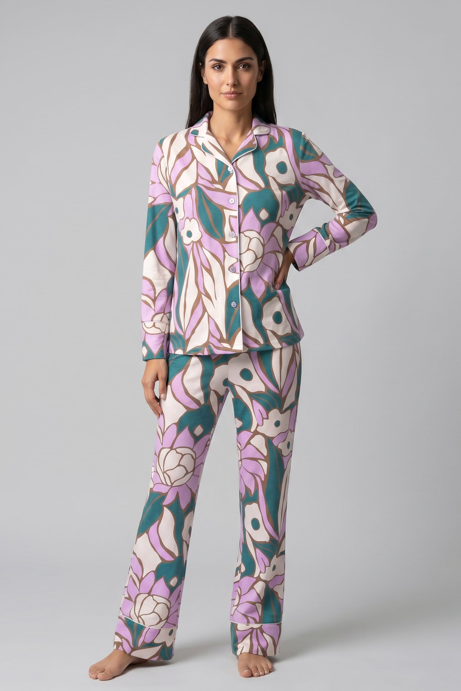 Frontalbild von Féraud Pyjama Lang, Langarm