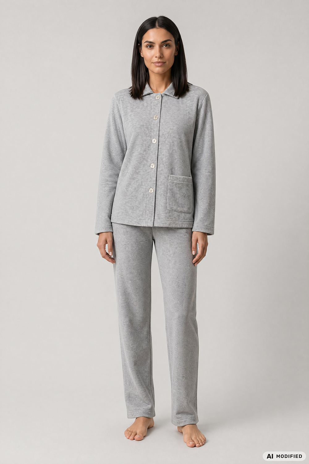 Féraud Hausanzug Lang, Fleece mit Knöpfen